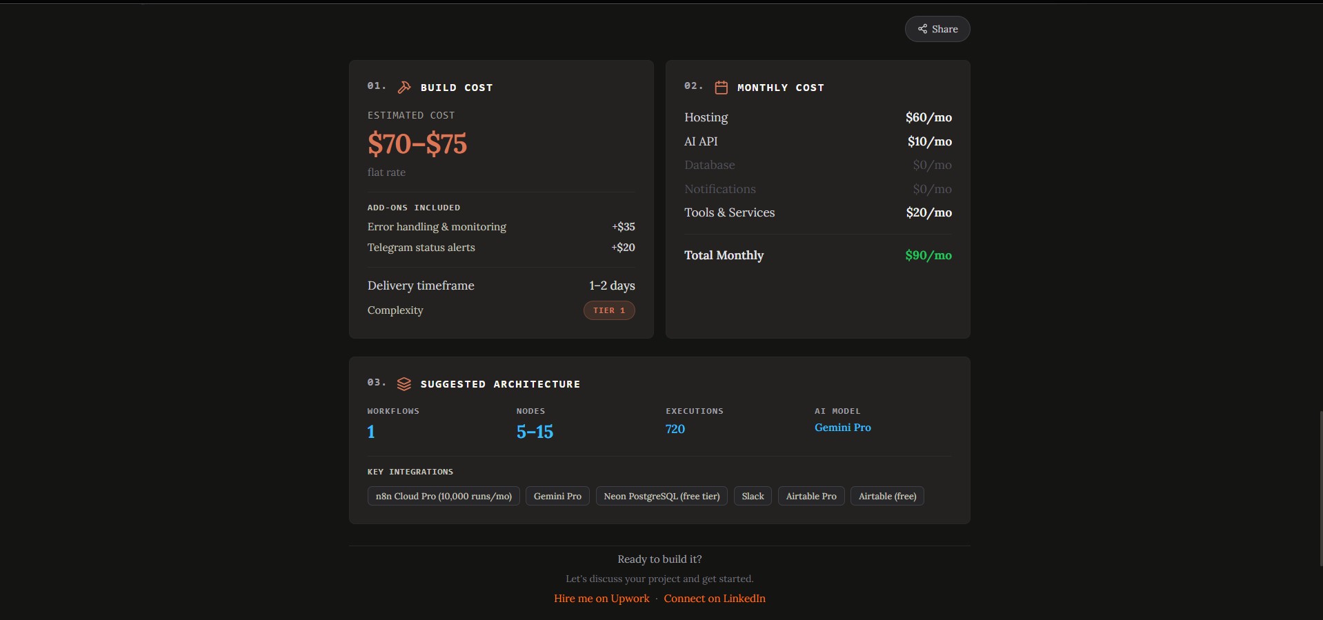 n8n Project Calculator